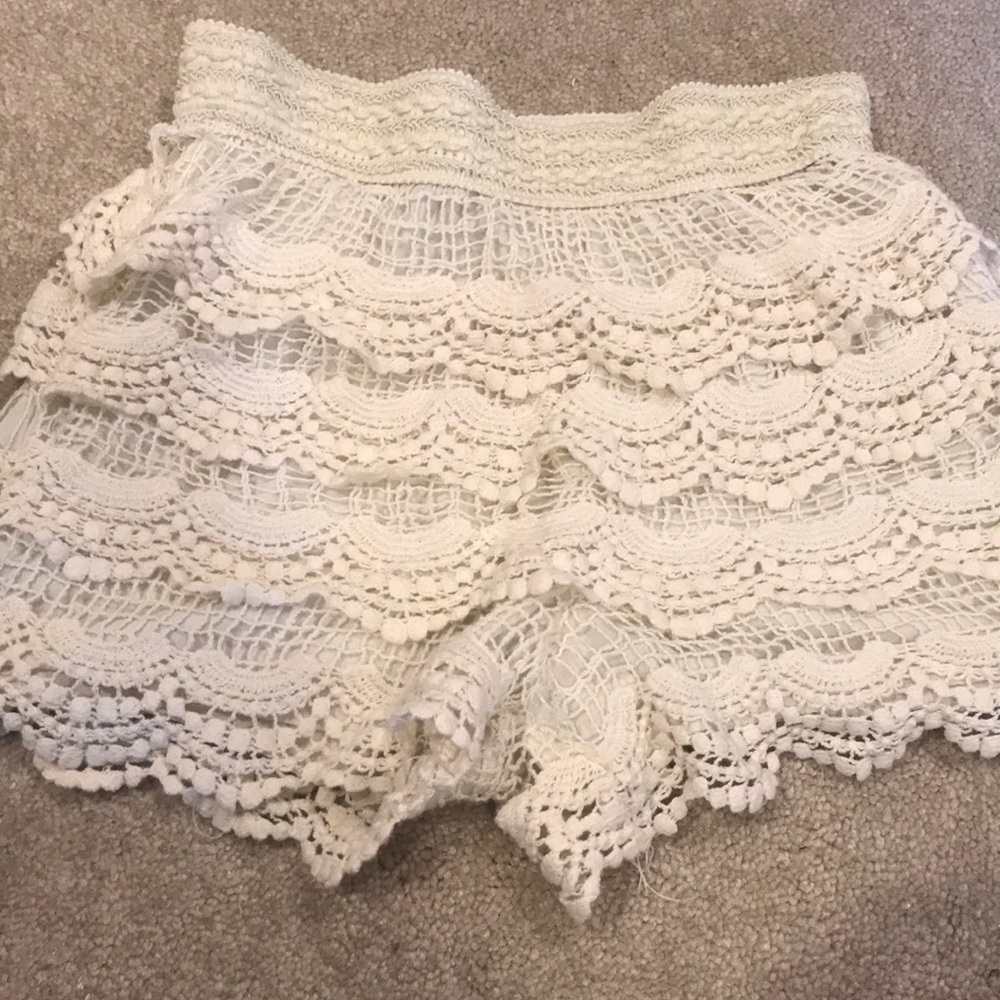 White lace shorts